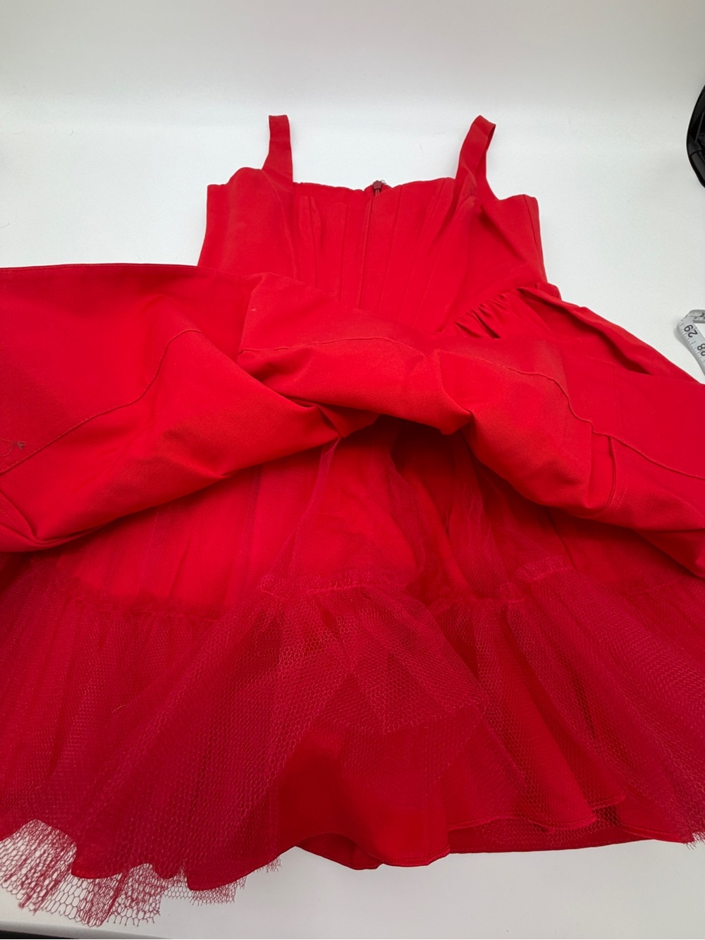 STAUD Landscape Poinsettia Red Corset Fit & Flare Mini Dress Size 14 NWT - Picture 6 of 9